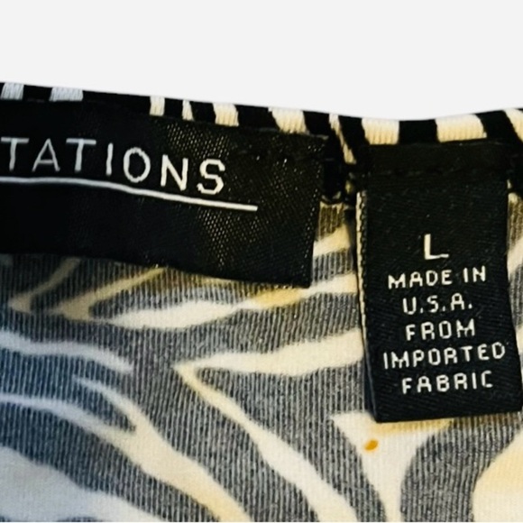 Notations casual/semi-dress top blouse L zebra print whiteblack sleeveless flowy - Picture 8 of 10